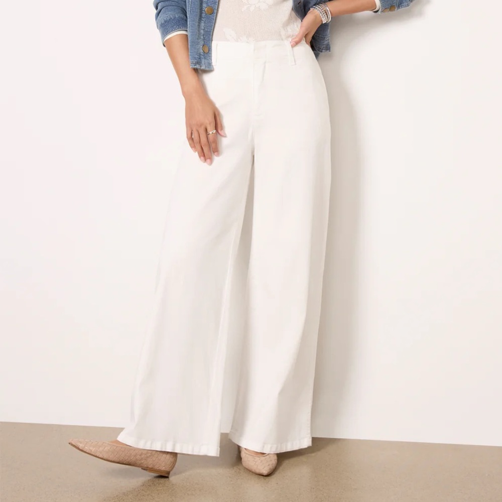 KUT From The KLOTH Jeans Meg Wide Leg White Twill Stretch Pants Plus Size 12 NWT - Picture 2 of 8